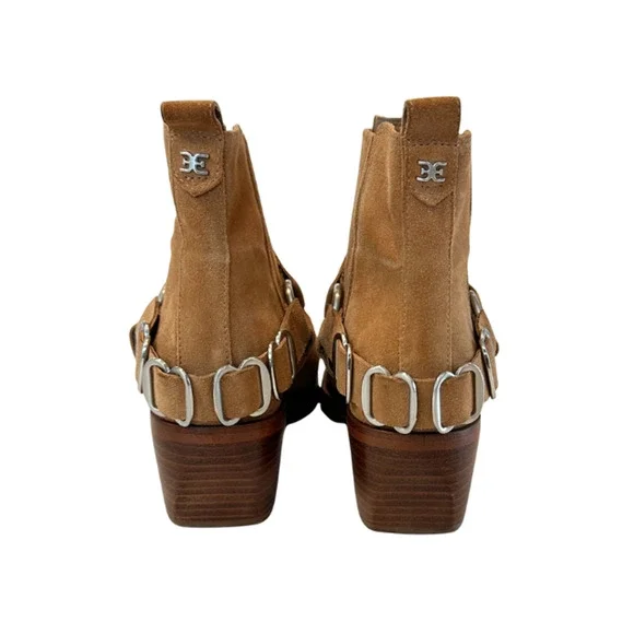 Sam Edelman Bellamie Bootie Ankle Boots Western Camel Suede Tan Women's Size 8 - Picture 6 of 8